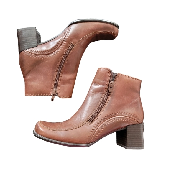VINTAGE 90s Chunky Brown Leather Ankle Boot Womens Size 6 - Picture 7 of 7